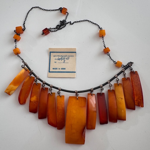 Vintage Baltic Amber Necklace Butterscotch Honey 875 Silver Chain USSR Soviet 老琥 - Picture 10 of 10